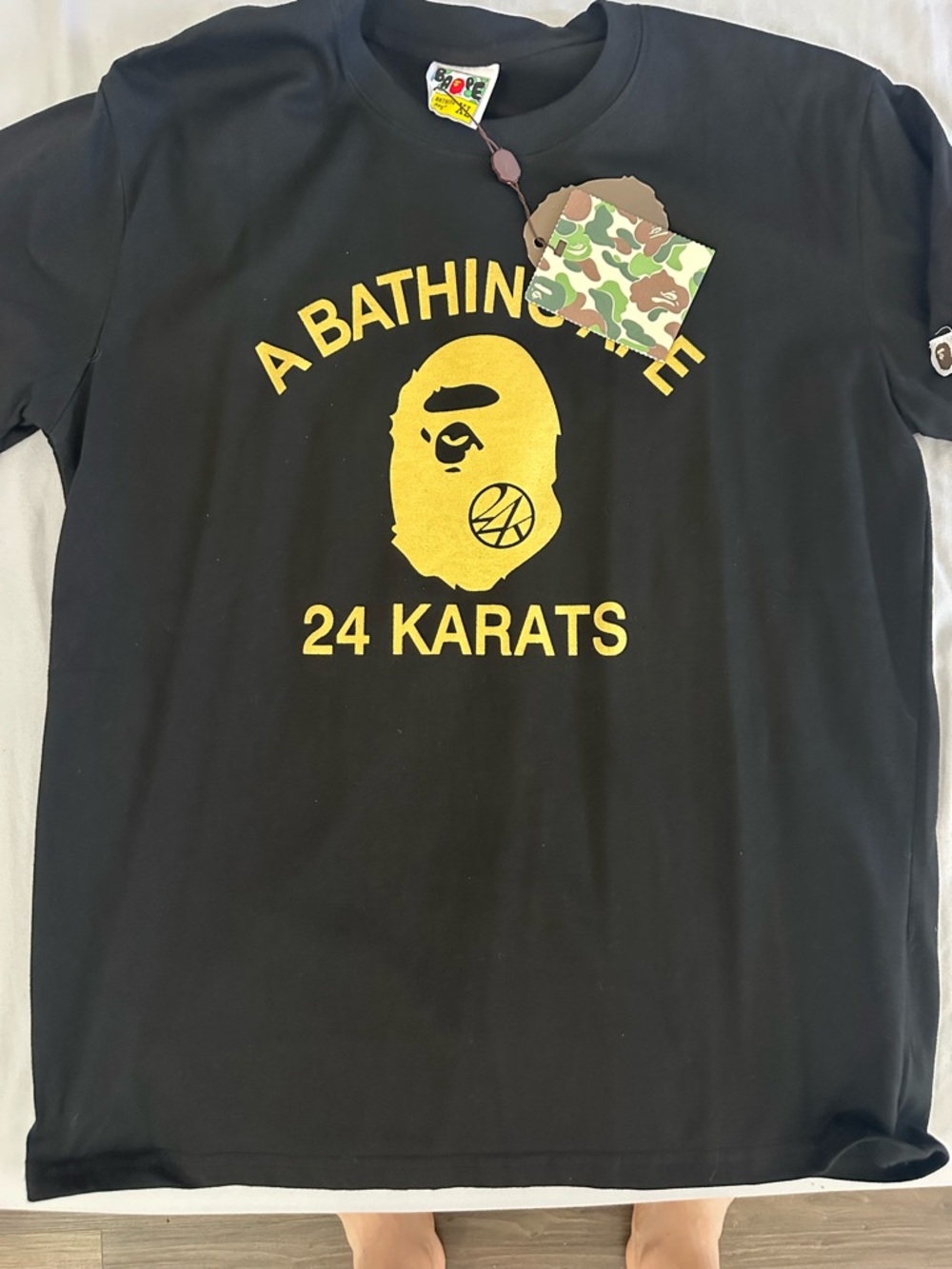 A Bathing Ape (BAPE) 24 Karats Black & Gold Short Sleeve Tee